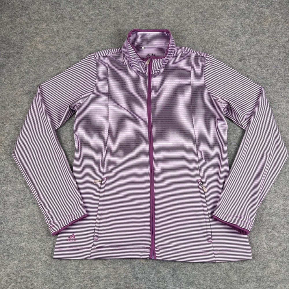Adidas Golf Climalite Full Zip Jacket Striped Purple Womens Medium M